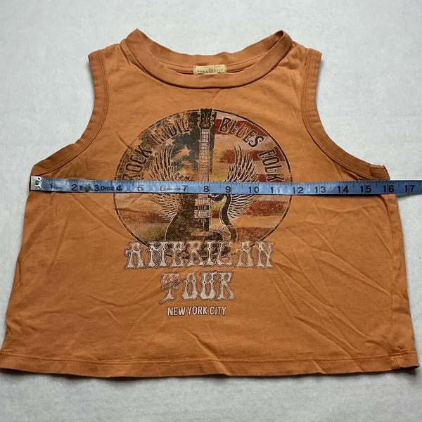 Full Tilt Womens American Tour Graphic Muscle Tank Top‎ Orange XS - Image 3
