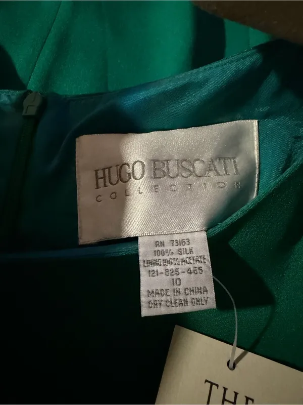 NWT- Hugo Buscati Collection 100% Silk Teal Sheath Dress - Size 10 - Image 10