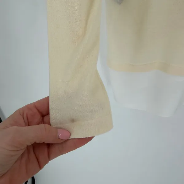 Lauren Ralph Lauren Sweater Women PS Cream Silk Blend Layered‎ Preppy Minimalist - Image 7