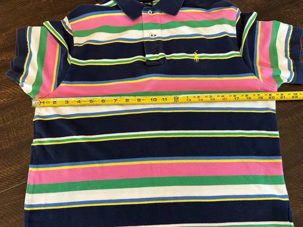 VTG Polo Ralph Lauren Men’s Multi-Color Striped Polo Shirt-Medium - Image 5
