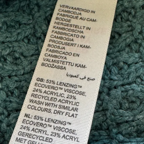 FatFace Teal Green Waffle Knit Raglan Sleeve Sweater US 4 EcoVero Viscose Blend - Image 7