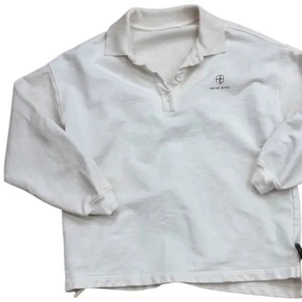ANINE BING TATUM POLO SWEATSHIRT IN IVORY REVOLVE $200 casual logo winter - Image 7