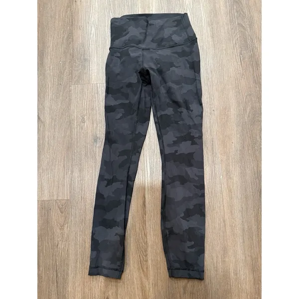 Lululemon Wunder Under HR Tight 25'' Lux‎ LW5BSPS Womens sz 4 Grey Camo Leggings - Image 3