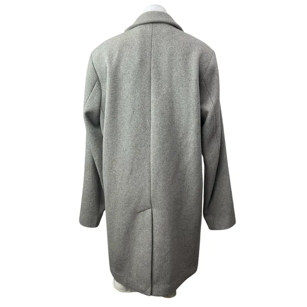 Hollister Women's Gray Long Sleeve Button Longline Trench Coat Jacket Size L - Image 4