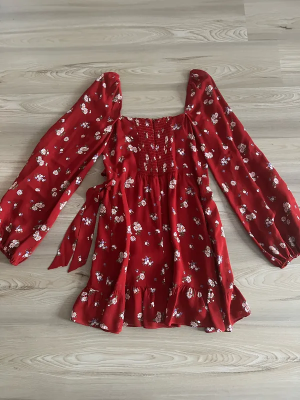 Reformation Cammi Red Floral Mini Dress Cassia 6 - Image 9