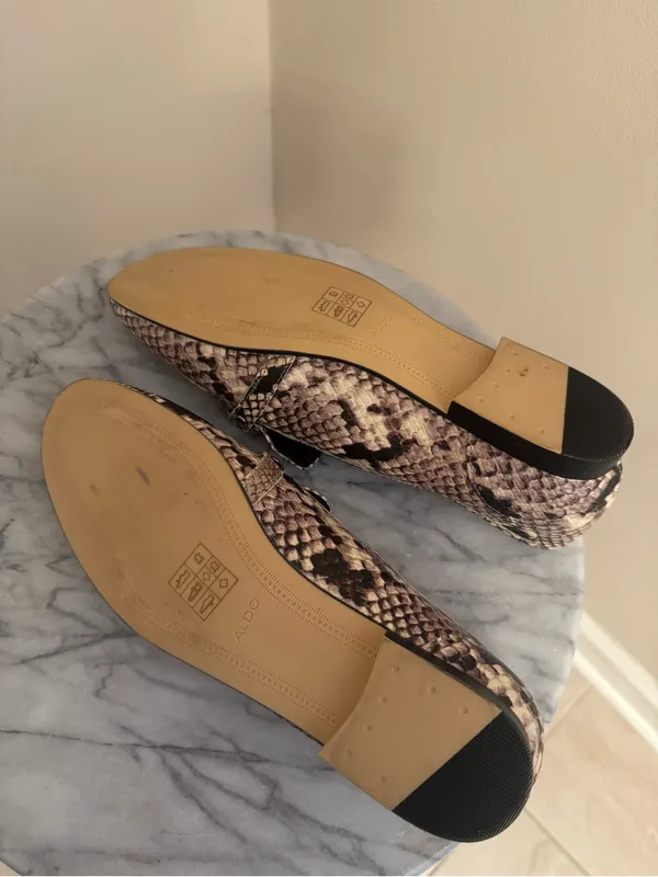 ALDO Snake Print Leather Loafers Women’s Size 9 Horsebit Slip On Flats - Image 7