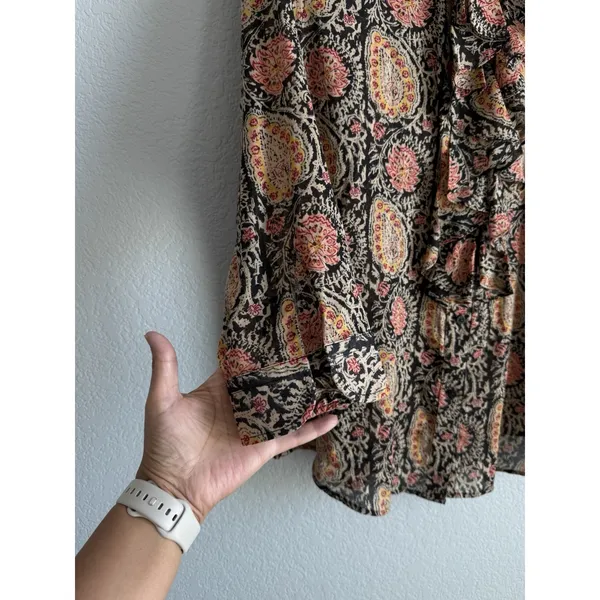 Lauren Ralph Lauren Paisley Ruffle Blouse Cotton Boho Cottagecore Western XL - Image 8