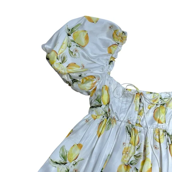 For Love & Lemons Serafina Yellow Lemons Mini Dress Womens S - Image 4