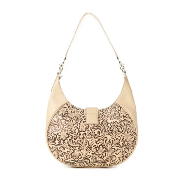 NWT Western Alanna Embossed Leather Mini Hobo Bag in Vanilla Noir - Image 3