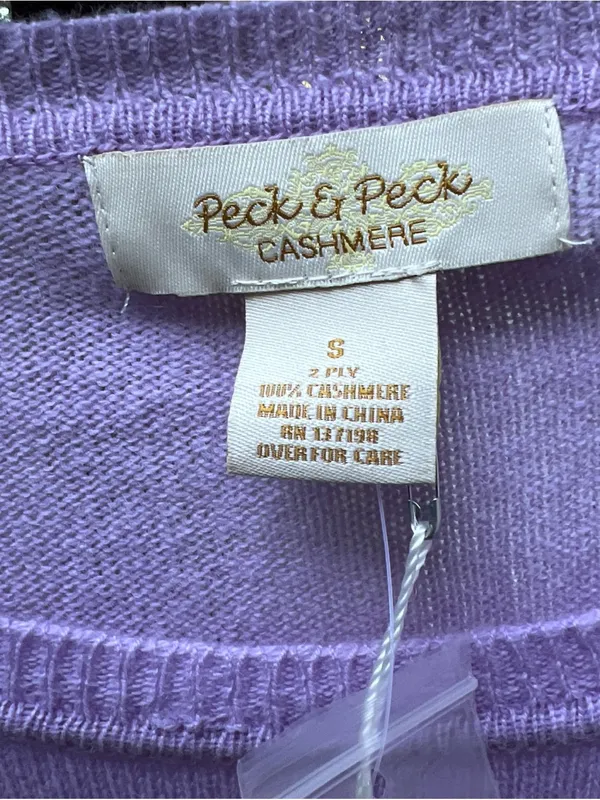 Peck & Peck Women L/S Pullover 2 Ply 100% Cashmere Lilac Sweater,Minimalist|Sz:S - Image 2