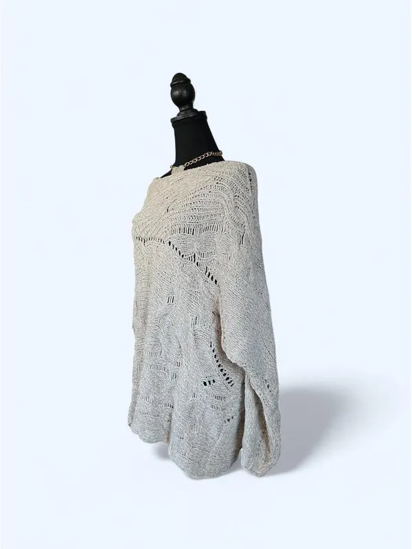 Free People Cotton Chunky Knit Oversized Open Knit Sweater size small 🤍 - Image 5
