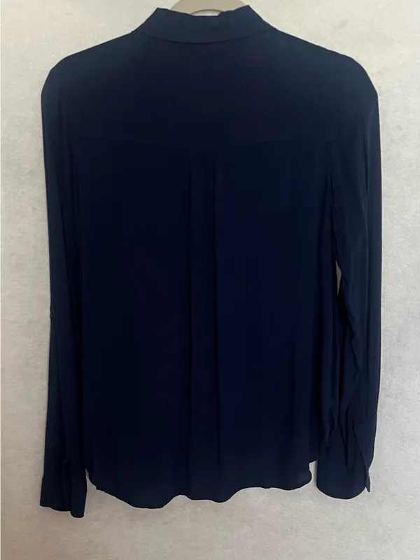 a.n.a Navy Long Sleeve Button-Up Top - Image 2