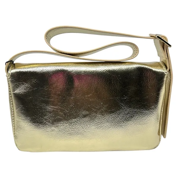 NICOLE‎ MILLER Vegan Leather Metallic Gold Evening Bag Purse Handbag NEW - Image 13
