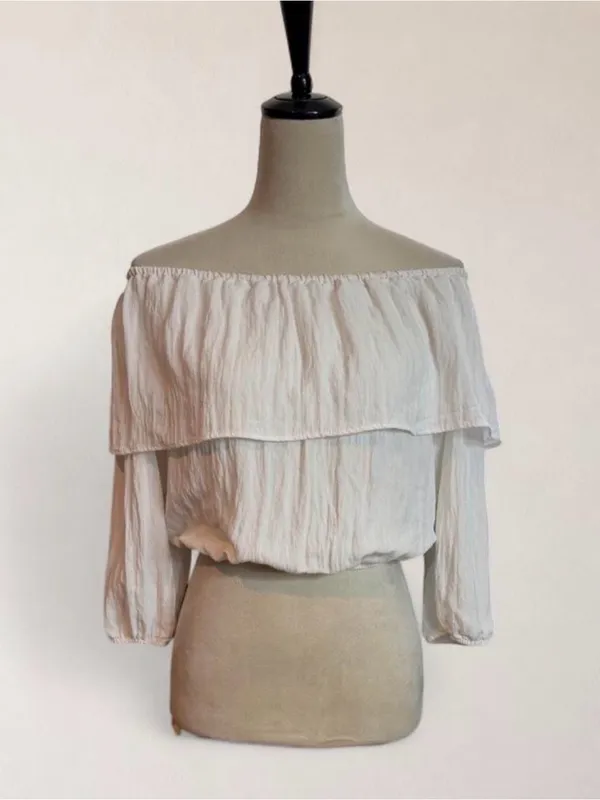 Pins and Needles White Off Shoulder Ruffle Peasant Blouse Size S - Image 2