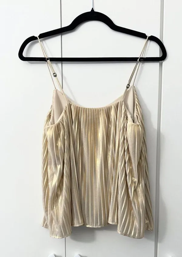 Vintage Abercrombie & Fitch Metallic Pleated Cami - Gold - XS - Image 7