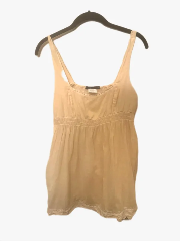 Y2K Vintage Womens Cream Lace-Trim Square Neck Babydoll Tank Top - Image 2