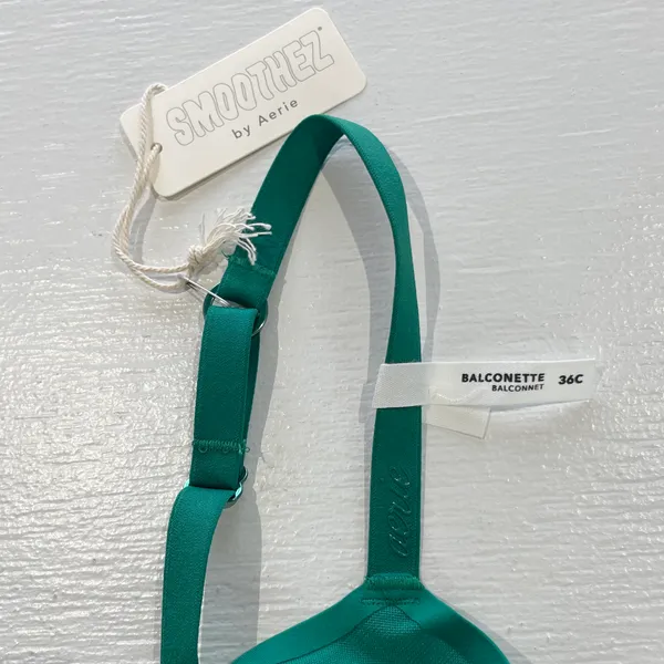 Aerie New SMOOTHEZ Mesh Unlined Underwire Balconette Bra Green Envy Size 36C - Image 7