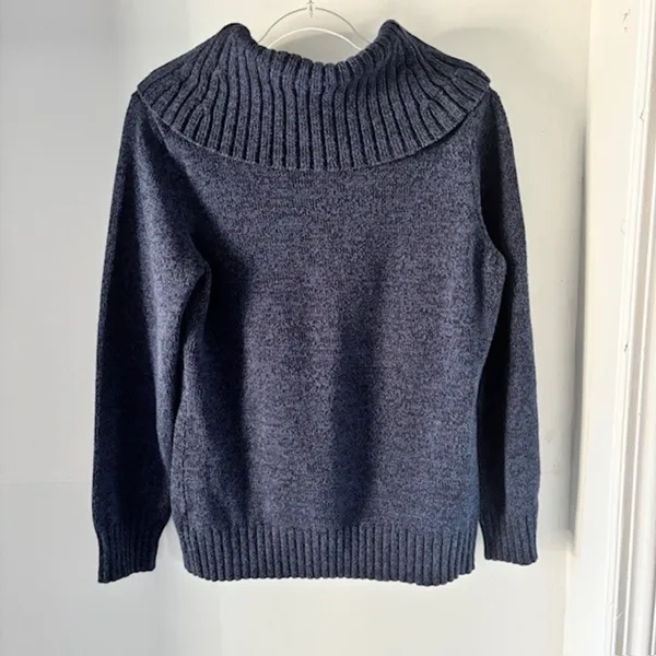Lauren Ralph Lauren Women's XL Blue Cowl Neck Knit Sweater Long Sleeve Pullover - Image 4