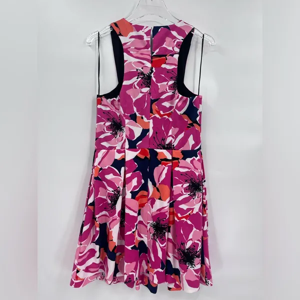Trina Turk Marcia Floral Fit & Flare Dress Size‎ 6 Sleeveless V-Neck - Image 4
