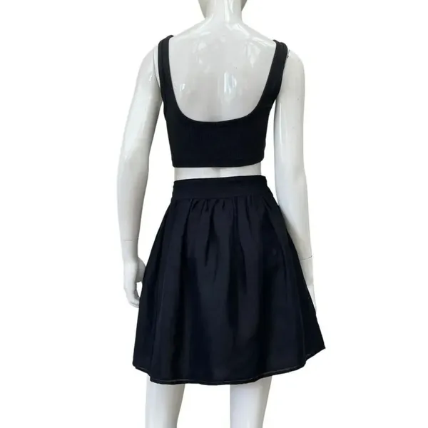 Club Monaco Claire Black Silk/Linen Blend Wrap Skirt, Sz Medium NWT $109 retail - Image 2