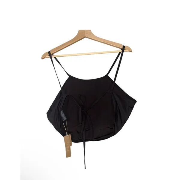 Skims Swim Bikini Top Womens Sz 4X Black Nylon Stretch Spaghetti Strap Swimwear - Image 2