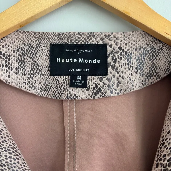 Haute Monde Faux Snakeskin Moto Jacket Boho Zip Up Lightweight Going Out Medium - Image 2