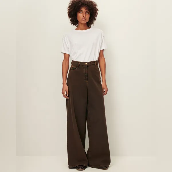 $275 New Sessun Dalt Brown Wide leg High Rise Jean - US 24 (34) - Image 6