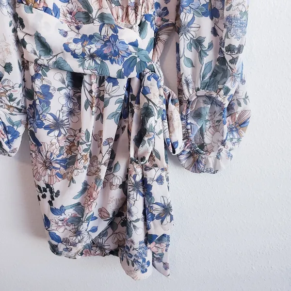 VICI Floral Mock Wrap Mini Long Sleeve Elegant Dress - Image 5