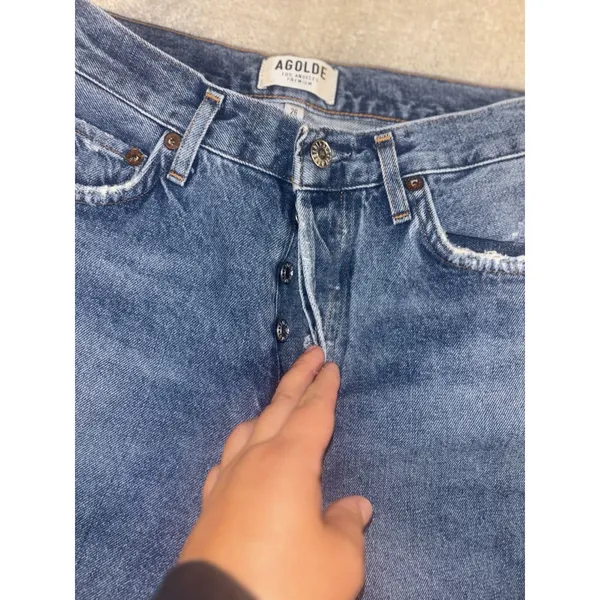 agolde feel‎ good jamie jeans button raw hem distressed 26 - Image 4