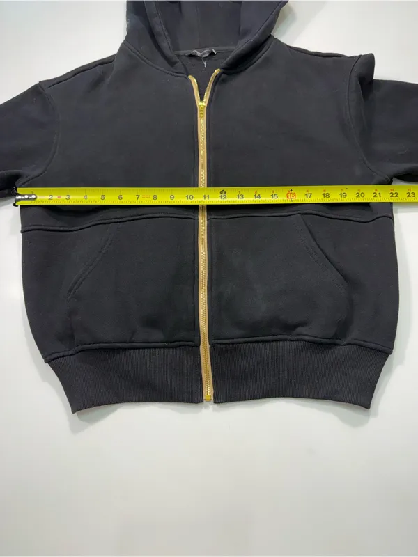 Pretty Garden Black Zip Hoodie with Gold Full-Zip Closure - Image 4