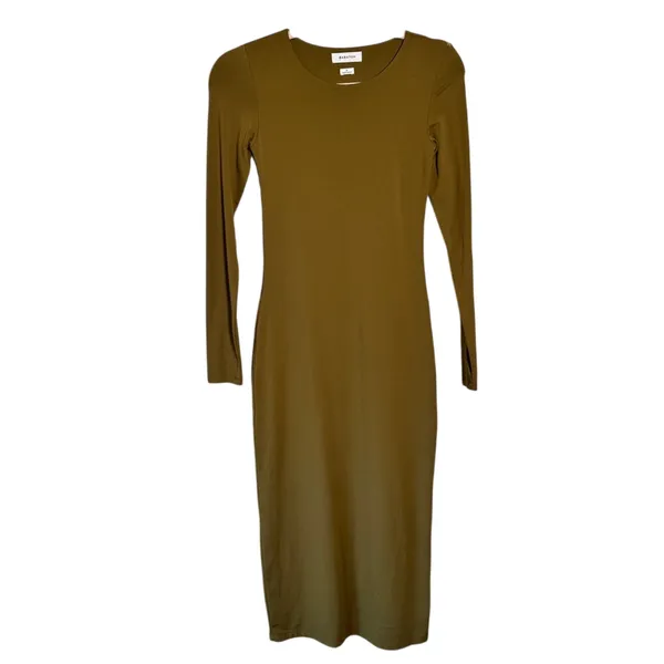 Babaton Green Long Sleeve Bodycon Midi Dress Womens S Fall Casual Aritzia Modest - Image 2