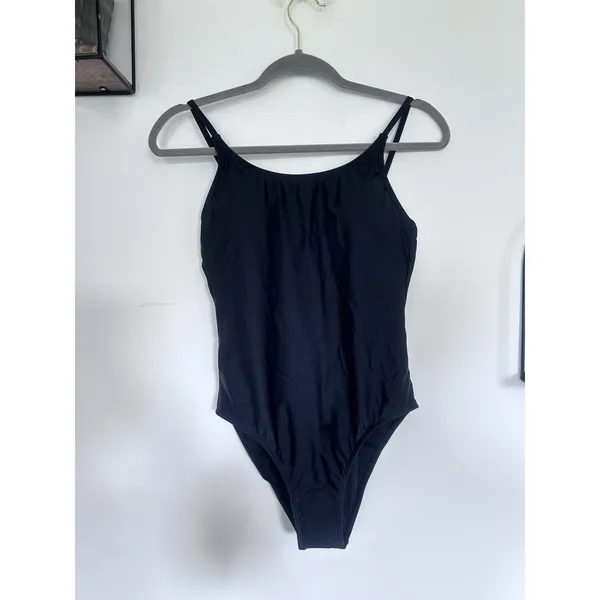 NWT Quince Black Italian Cami One-Piece Swimsuit Sz Medium - Image 3