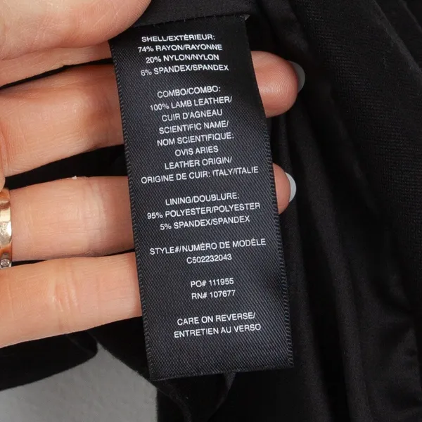 Alice + Olivia Lamb Leather Trim Draped Blazer Jacket Black Womens Size S‎ - Image 5