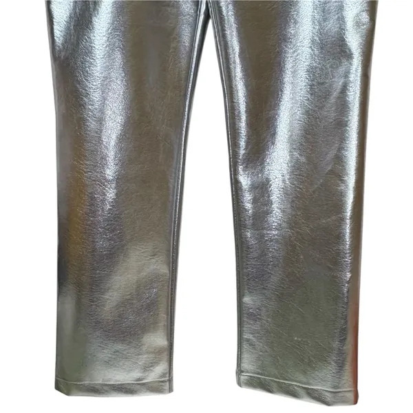 7 For All Mankind Silver Metallic Coated Straight‎ Leg Pants Size Medium NWT - Image 9