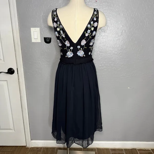 French Connection Women's Blue Abriana Floral Lace Fit & Flare Dress, US 8 - Image 2