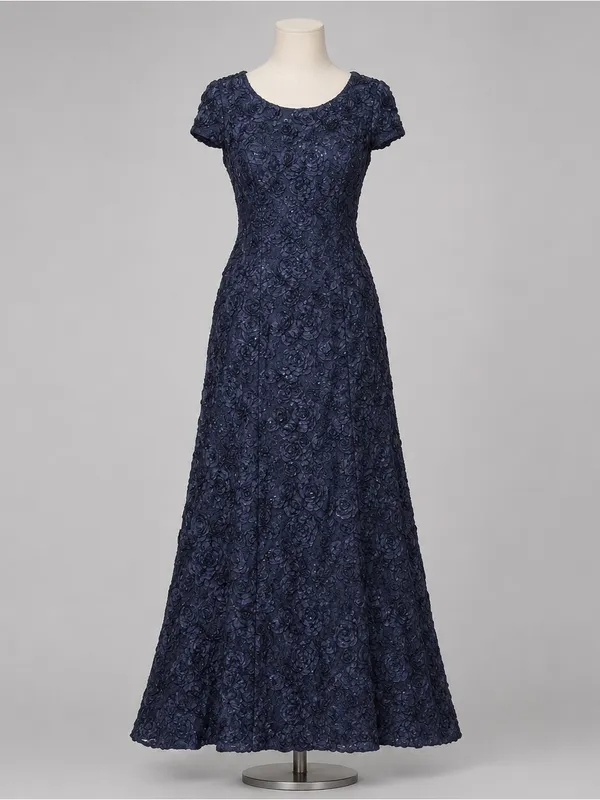 Alex Evenings Navy 3D Rosette Soutache Sequin Mother of Bride Gown Sz 10 Formal - Image 3