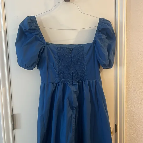 Few Moda O.P.T River Blue Puff Sleeve Midi Dress size Large L - Image 6