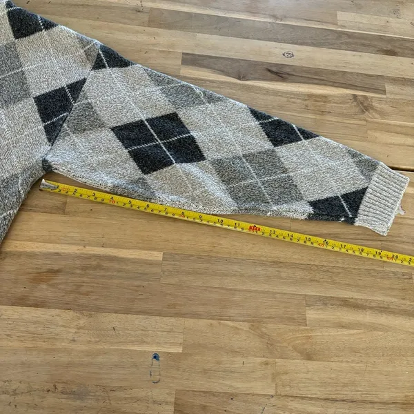 Vintage Liberty Beige & Black Argyle Sweater L - Image 5