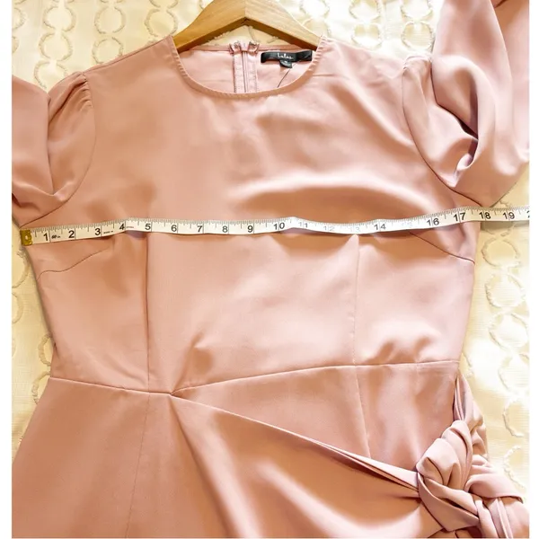 Lulus Believe It or Knot Rose Pink Long Sleeve Tie-Front Skater Dress NWT size M - Image 9
