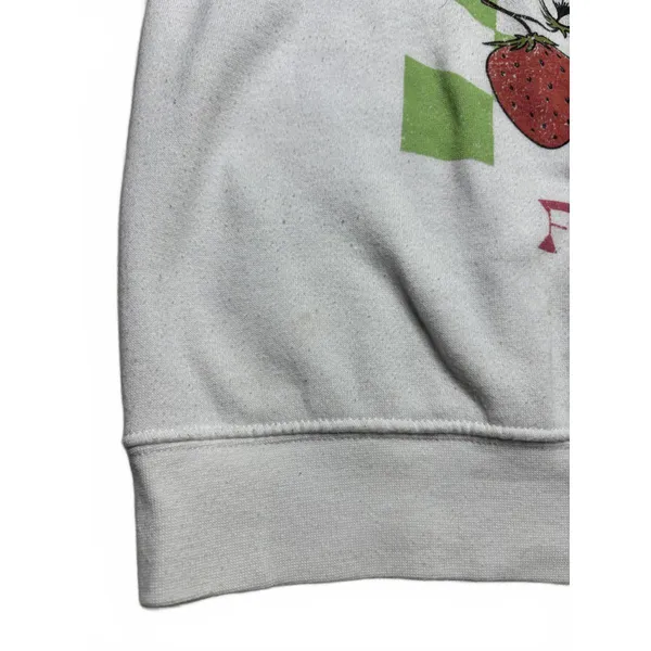 Golden Hour Strawberry Floral Fruit Market White Light Pullover Sweater Medium - Image 8
