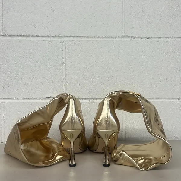 Franco Sarto sz8 Alta vintage nostalgic gold heeled boots calf sexy pointed toe - Image 6
