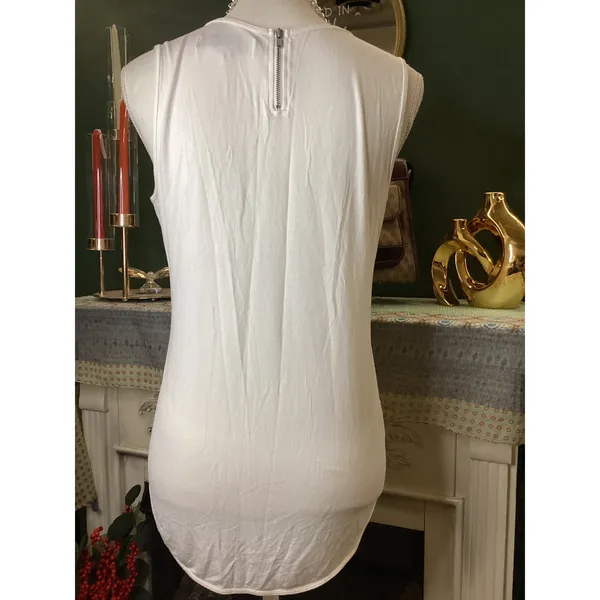 Ann Taylor LOFT Womens White Floral Lace Front‎ Sleeveless Shell Top Size M - Image 3