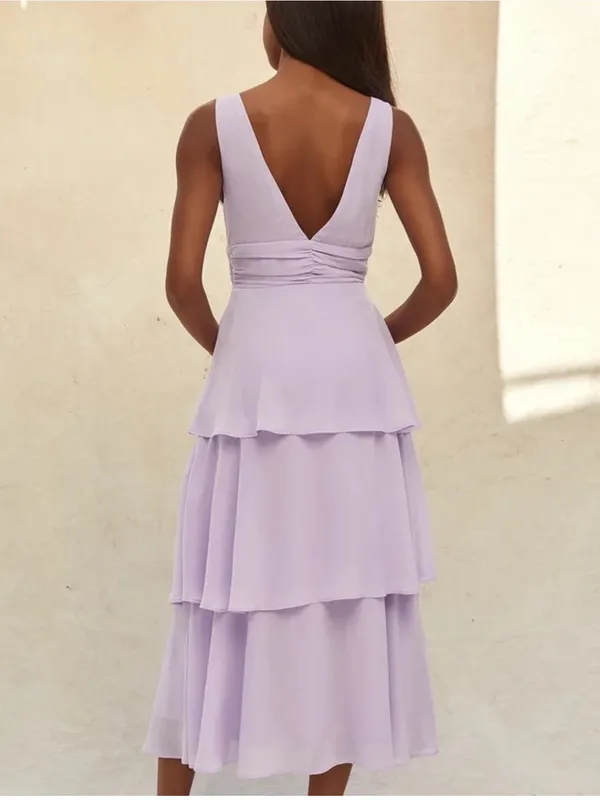 Lulus Celebration Time Lavender Tiered V-Neck Midi Dress Size XS Wedding Guest - Image 8