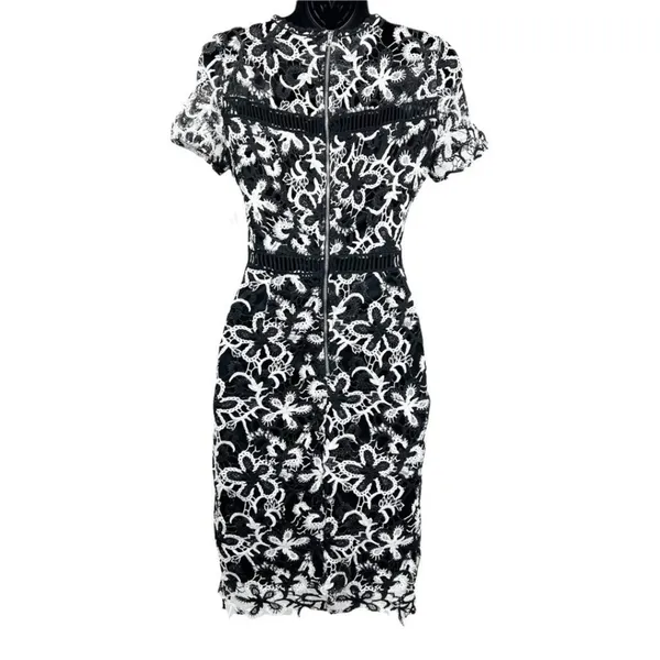 AQUA Floral Lace Sheath Dress Women XS Ruffle Cocktail Elegant Chic‎ Feminine - Image 2
