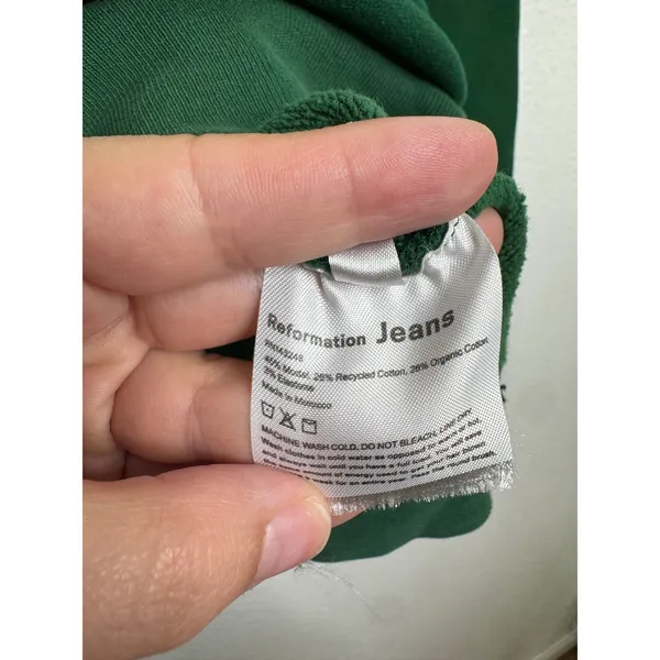 Reformation‎ Jeans Green Raglan Crewneck Sweatshirt Large Sustainable Pullover - Image 5