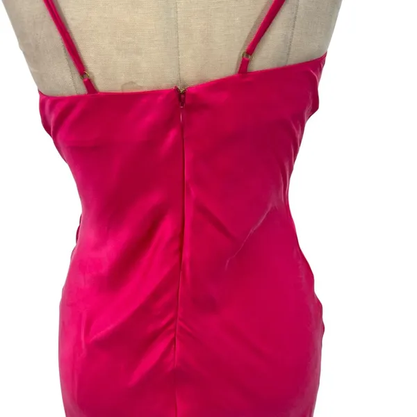 Lovers and Friends Noah‎ Wrap Dress Slip Sleeveless Satin Hot Pink Size Small - Image 11