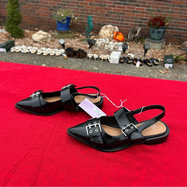 Size 8 Peyton Double Buckle black Slingback Flats by wild fable‎ alt - Image 3