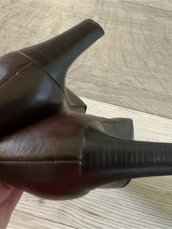 Vtg 90s Spanish leather by Sergio Zelcer pumps brown square toe heels shoes 6 - Image 4