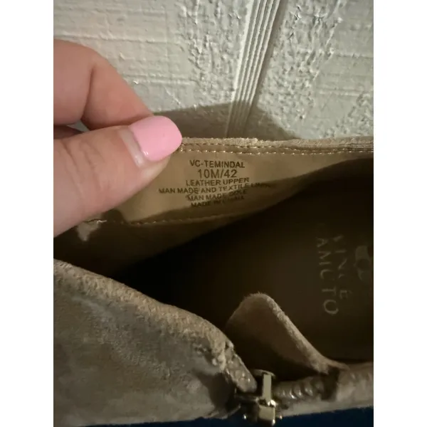 Vince Camuto Temindal Tan Suede Pointed Toe Flared Heel Ankle Boots Size 10M - Image 6