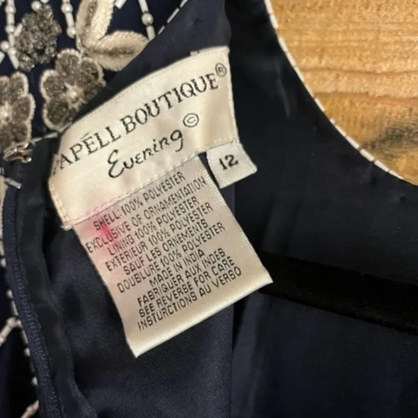 Papell Boutique Navy Beaded Evening Dress Size‎ 12 - Image 13